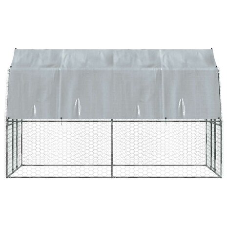 Hondenkennel met dak en deur gegalvaniseerd staal zilverkleurig 5