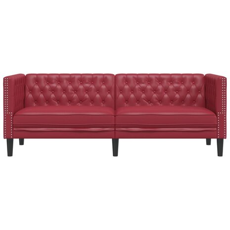 Driezitsbank Chesterfield-stijl kunstleer wijnrood 4