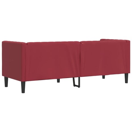 Driezitsbank Chesterfield-stijl kunstleer wijnrood 6