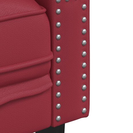 Driezitsbank Chesterfield-stijl kunstleer wijnrood 7