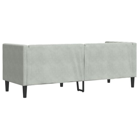Driezitsbank Chesterfield-stijl met bolsters fluweel lichtgrijs 6