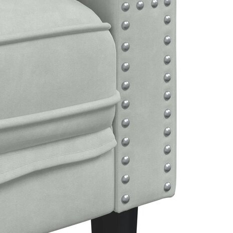 Driezitsbank Chesterfield-stijl met bolsters fluweel lichtgrijs 7