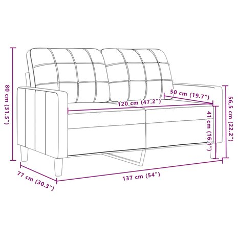 Tweezitsbank 120 cm fluweel lichtgrijs 8