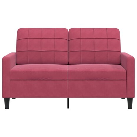 Tweezitsbank 120 cm fluweel wijnrood 4