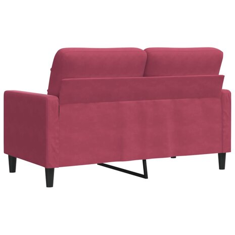 Tweezitsbank 120 cm fluweel wijnrood 6