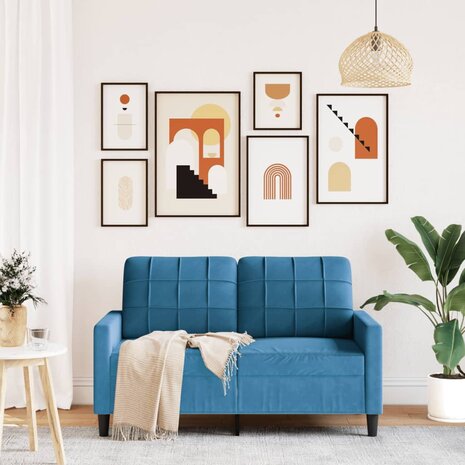 Tweezitsbank 120 cm fluweel blauw 3