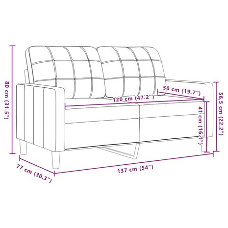 Tweezitsbank 120 cm fluweel blauw 8