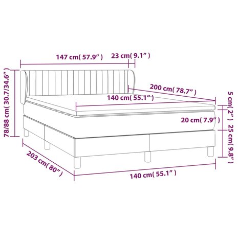 Boxspring met matras fluweel roze 140x200 cm 7
