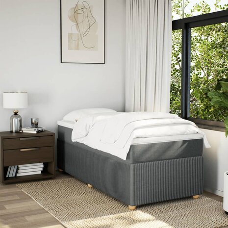 Boxspring met matras stof donkergrijs 80x200 cm 3
