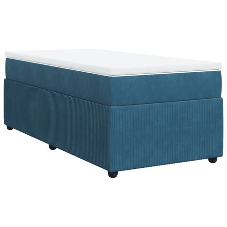 Boxspring met matras fluweel donkerblauw 80x200 cm 2