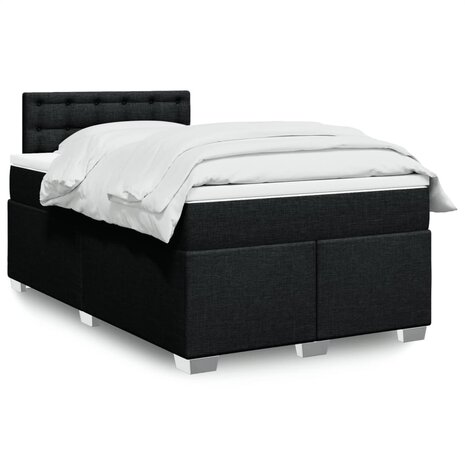 Boxspring met matras stof zwart 120x200 cm 1