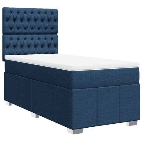 Boxspring met matras stof blauw 80x200 cm 2
