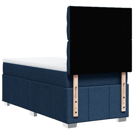 Boxspring met matras stof blauw 80x200 cm 6