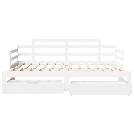 Slaapbank met onderschuifbed/lades zonder matras 90x190 cm wit 4