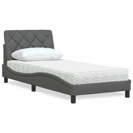 Bed met matras stof donkergrijs 80x200 cm 1