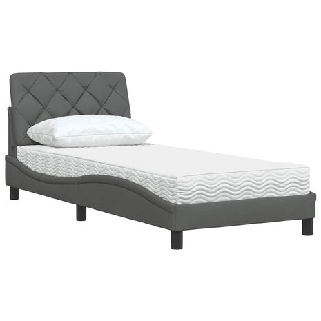 Bed met matras stof donkergrijs 80x200 cm 4