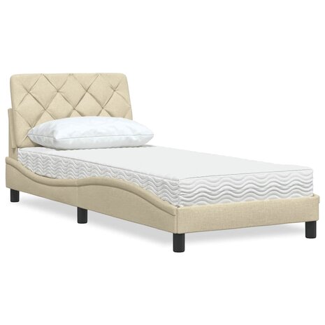 Bed met matras stof crèmekleurig 80x200 cm 1