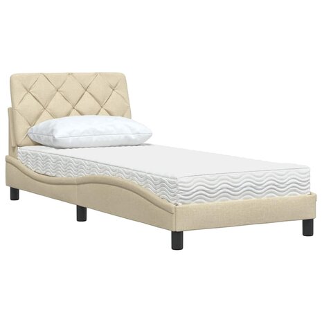 Bed met matras stof crèmekleurig 80x200 cm 4