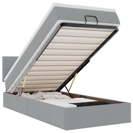 Bed met matras 90x200 cm stof lichtgrijs 2