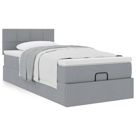 Bed met matras 90x200 cm stof lichtgrijs 4