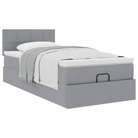 Bed met matras 90x200 cm stof lichtgrijs 5