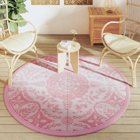 Buitenkleed ARAKIL Ø160 cm polypropeen roze 3