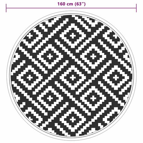 Buitenkleed ARAKIL Ø160 cm polypropeen wit en zwart 6