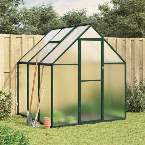 Tuinkas met basisframe 169x169x195 cm aluminium groen 1