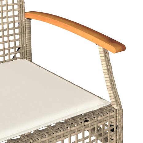 Tuinbank met kussen poly rattan en acaciahout beige 7