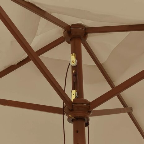 Parasol met houten paal 198x198x231 cm taupe 5