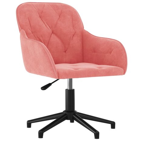 Kantoorstoel draaibaar fluweel roze 2