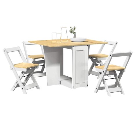 5-delige Eethoek Corona inklapbaar grenenhout wit 1