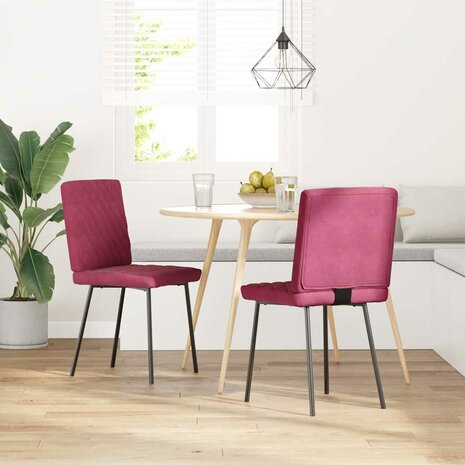 Eetkamerstoelen 2 st fluweel wijnrood 2