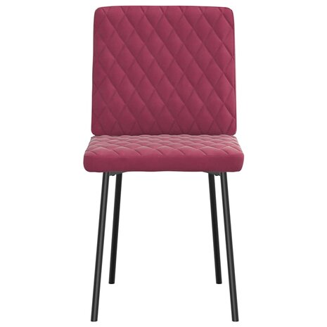 Eetkamerstoelen 2 st fluweel wijnrood 4
