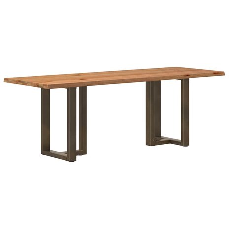 Eettafel met natuurlijke rand 220x80x74 cm massief eikenhout 1