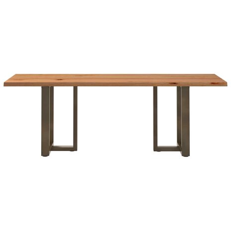 Eettafel met natuurlijke rand 220x80x74 cm massief eikenhout 3