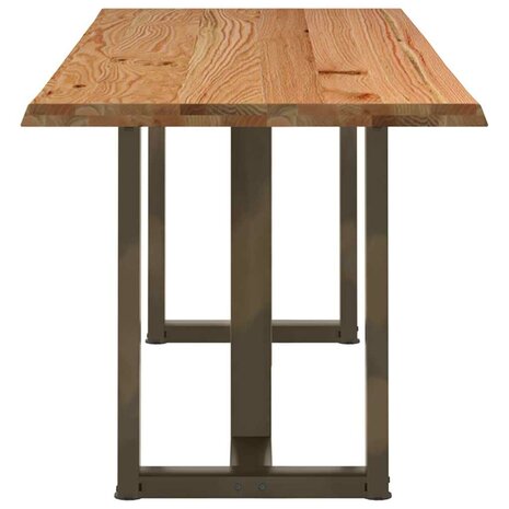 Eettafel met natuurlijke rand 220x80x74 cm massief eikenhout 4