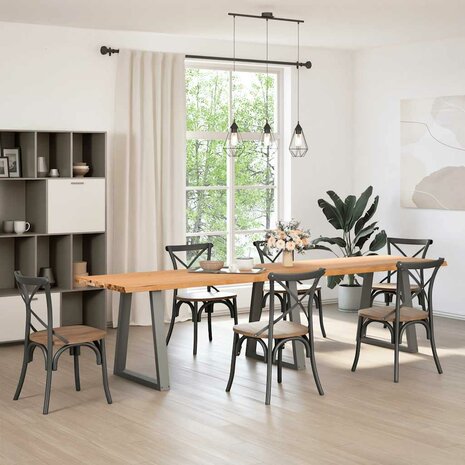 Eettafel met natuurlijke rand 320x80x74 cm massief eikenhout 2