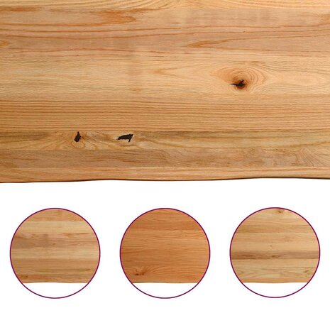 Eettafel met natuurlijke rand 320x80x74 cm massief eikenhout 9