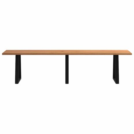 Eettafel met natuurlijke rand 320x80x74 cm massief eikenhout 3