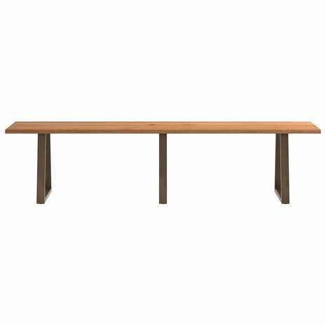 Eettafel met natuurlijke rand 320x80x74 cm massief eikenhout 3
