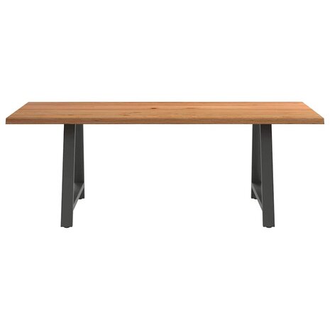 Eettafel met natuurlijke rand 220x100x74 cm massief eikenhout 3