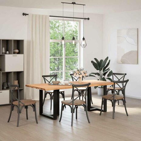 Eettafel met natuurlijke rand 220x100x74 cm massief eikenhout 2