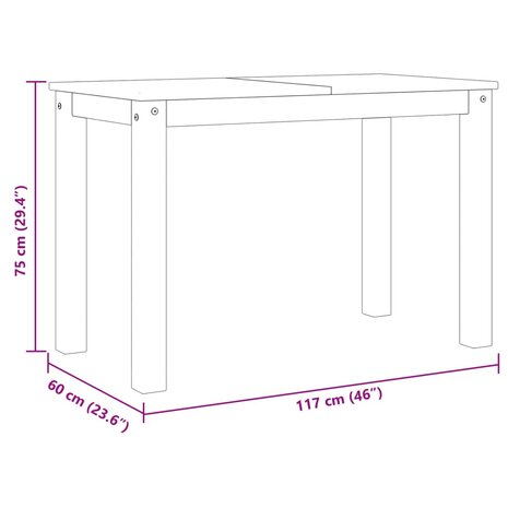Eettafel Panama 117x60x75 cm massief grenenhout 8