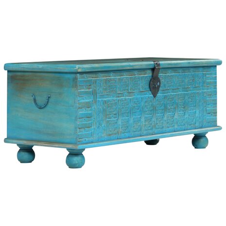 Opbergkist 100x40x41 cm massief mangohout blauw 1