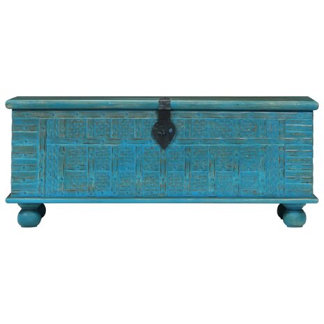 Opbergkist 100x40x41 cm massief mangohout blauw 4