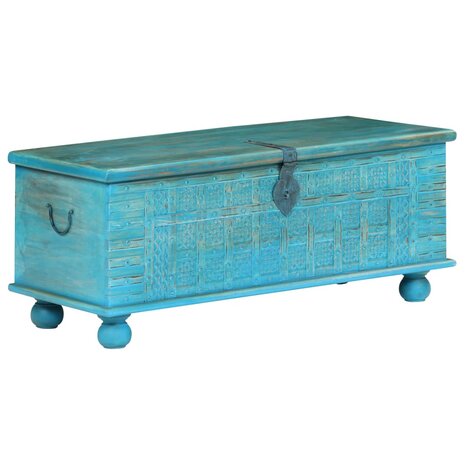 Opbergkist 100x40x41 cm massief mangohout blauw 6