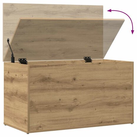 Opbergkist 84x42x46 cm bewerkt hout artisanaal eikenkleurig 8