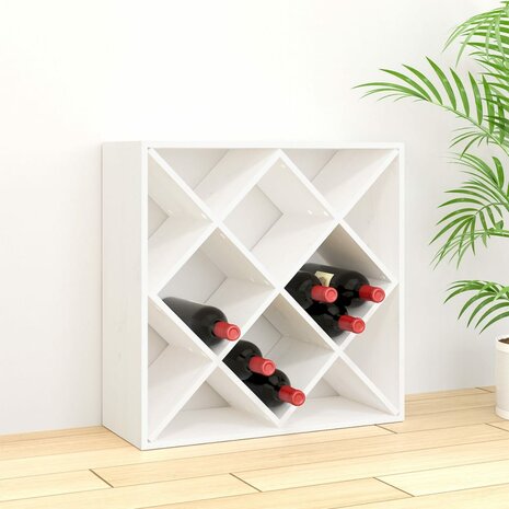 Wijnkast 62x25x62 cm massief grenenhout wit 1