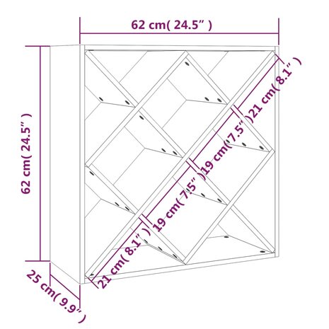 Wijnkast 62x25x62 cm massief grenenhout wit 8